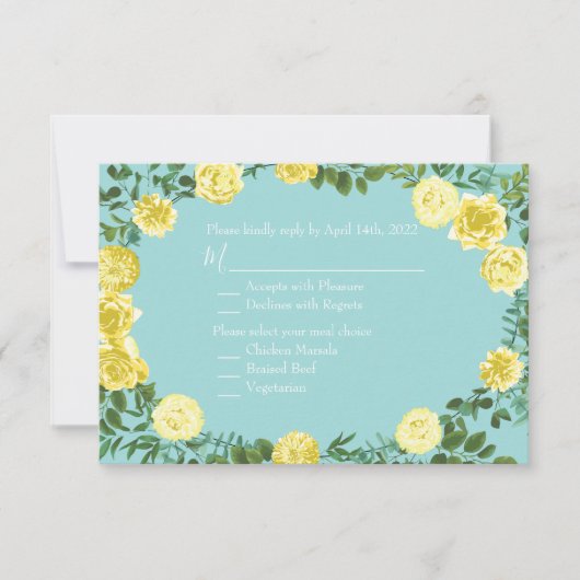 Geel en Aqua  lentetransport Kaart (Voorkant)