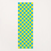 Geel en Aqua schaakbord Yogamat (Voorkant)