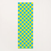 Geel en Aqua schaakbord Yogamat (Achterkant)