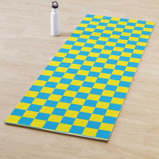 Geel en Aqua schaakbord Yogamat (In situ)