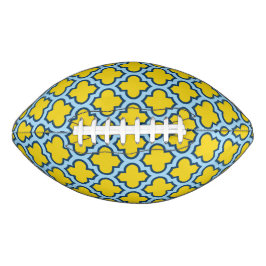 Geel en Baby Blue Trellis, Lattice, Quatrefoil American Football