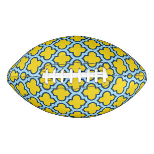Geel en Baby Blue Trellis, Lattice, Quatrefoil American Football