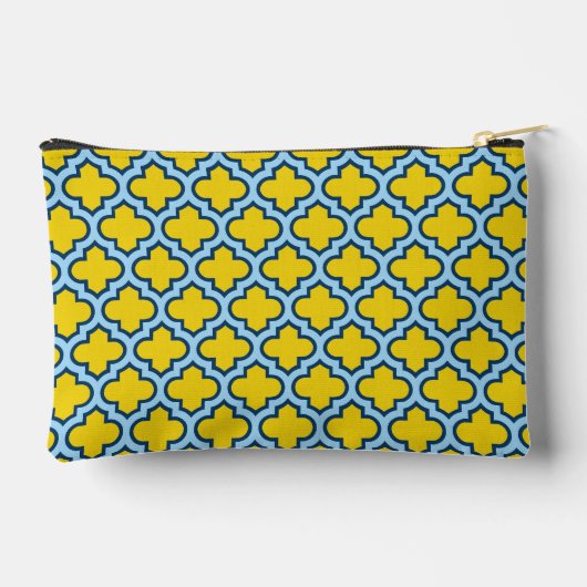 Geel en Baby Blue Trellis, Lattice, Quatrefoil Etui (Achterkant)