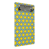 Geel en Baby Blue Trellis, Lattice, Quatrefoil Mini Klembord (Schuin)