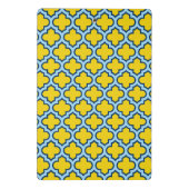 Geel en Baby Blue Trellis, Lattice, Quatrefoil Mini Klembord (Achterkant)