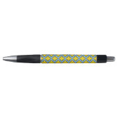 Geel en Baby Blue Trellis, Lattice, Quatrefoil Pen (Voorkant)