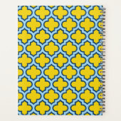 Geel en Baby Blue Trellis, Lattice, Quatrefoil Planner (Achterkant)