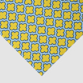 Geel en Baby Blue Trellis, Lattice, Quatrefoil Tissuepapier (Detail)