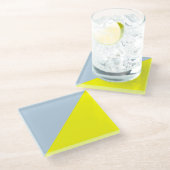 Geel en Beau blauw Solid Color Background Glazen Onderzetter (Schuin)