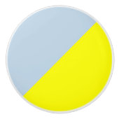 Geel en Beau blauw Solid Color Background Keramische Knop (Voorkant)