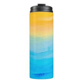 Geel en blauw Abstract gekleurd Thermosbeker