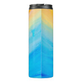 Geel en blauw Abstract gekleurd Thermosbeker (Achterkant)