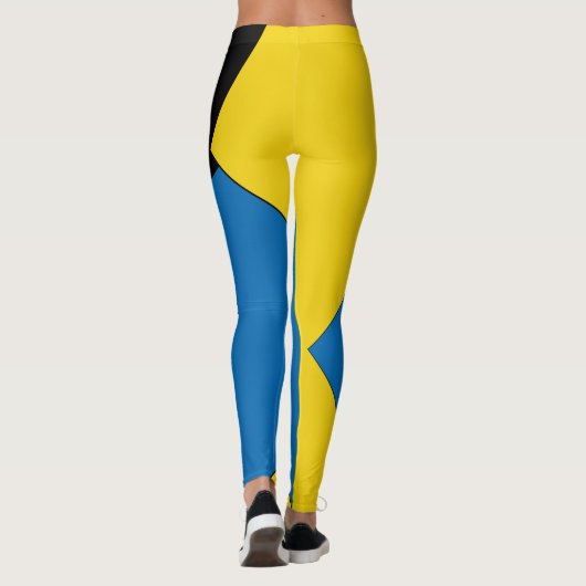  geel en blauw Abstract kleurenblok zwart Leggings (Achterkant)