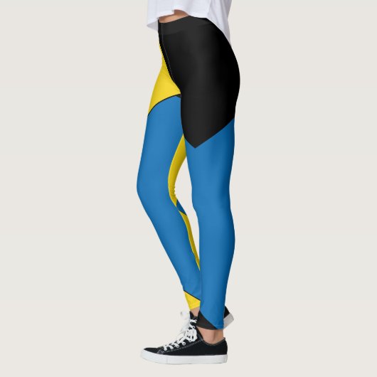  geel en blauw Abstract kleurenblok zwart Leggings (Links)
