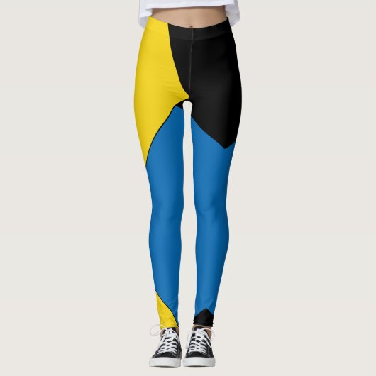 geel en blauw Abstract kleurenblok zwart Leggings (Voorkant)