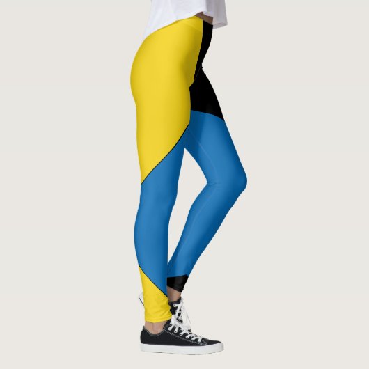 geel en blauw Abstract kleurenblok zwart Leggings (Rechts)