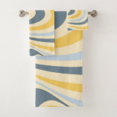 Geel en blauw abstract wervelingsontwerp bad handdoek (Insitu)