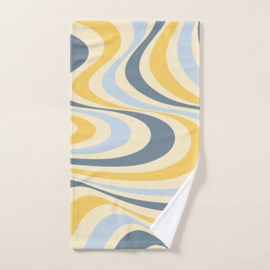 Geel en blauw abstract wervelingsontwerp bad handdoek (Handdoek)