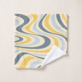 Geel en blauw abstract wervelingsontwerp bad handdoek (Wasdoekje)