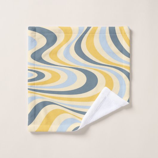 Geel en blauw abstract wervelingsontwerp bad handdoek (Wasdoekje)