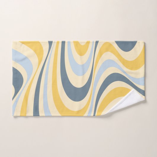 Geel en blauw abstract wervelingsontwerp bad handdoek (Handdoek)