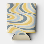 Geel en blauw abstract wervelingsontwerp blikjeskoeler (Voorkant)