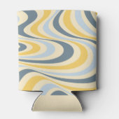 Geel en blauw abstract wervelingsontwerp blikjeskoeler (Achterkant)
