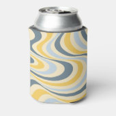 Geel en blauw abstract wervelingsontwerp blikjeskoeler (Blikje Achterkant)