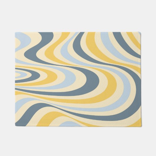 Geel en blauw abstract wervelingsontwerp deurmat (Voorkant)