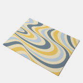 Geel en blauw abstract wervelingsontwerp deurmat (Schuin)