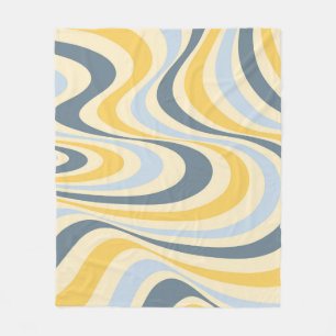 Geel en blauw abstract wervelingsontwerp fleece deken