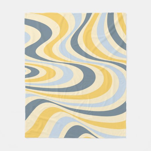 Geel en blauw abstract wervelingsontwerp fleece deken (Voorkant)