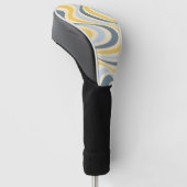 Geel en blauw abstract wervelingsontwerp golfheadcover (Schuin)