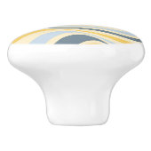 Geel en blauw abstract wervelingsontwerp keramische knop (Zijkant)