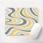 Geel en blauw abstract wervelingsontwerp muismat (Met muis)