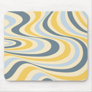 Geel en blauw abstract wervelingsontwerp muismat