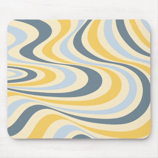 Geel en blauw abstract wervelingsontwerp muismat (Voorkant)