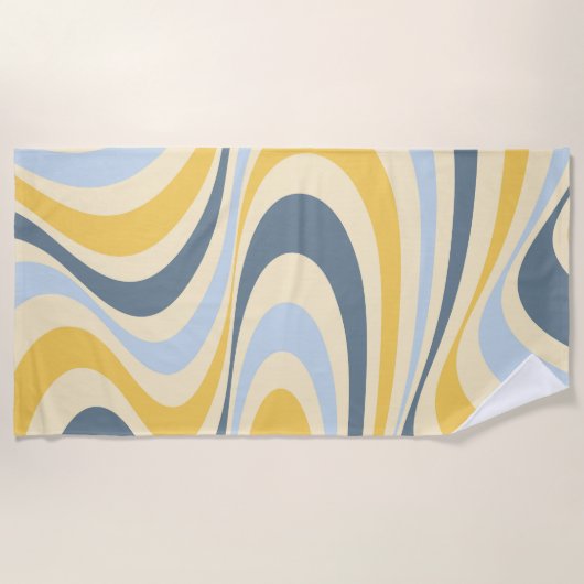 Geel en blauw abstract wervelingsontwerp strandlaken (Voorkant)