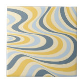 Geel en blauw abstract wervelingsontwerp tegeltje (Voorkant)