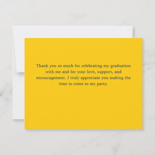 Geel en blauw Afstuderen Bedankkaart (Achterkant)