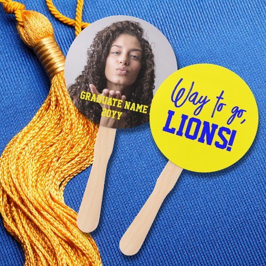 Geel en Blauw Afstuderen Ceremonie Handwaaier