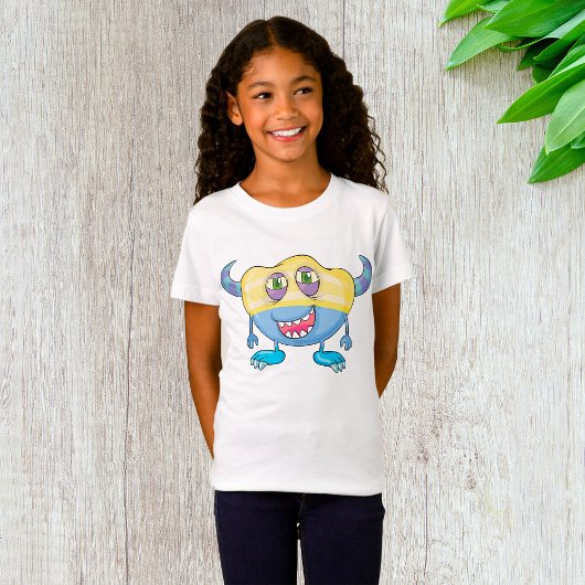 Geel en blauw Alien Strange Girls T-Shirt