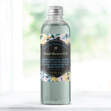 Geel en blauw bad en label voor lichaamsverzorging