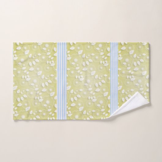 Geel en blauw badhanddoek set. bad handdoek (Handdoek)