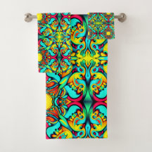 Geel en Blauw Badhanddoek Set