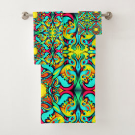 Geel en Blauw Badhanddoek Set Bad Handdoek