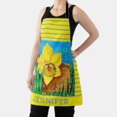 Geel en Blauw Bloemen All-Over Print Schort (Insitu)