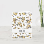 Geel en Blauw Bloemen Dank u Bedankkaart (Voorkant)