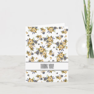 Geel en Blauw Bloemen Dank u Bedankkaart