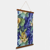 Geel en Blauw Bloemen Hangend Wandkleed (Gebogen)
